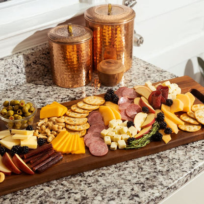Extra-Long Wooden Serving Board – Durable Handled Charcuterie and Cutting Platter for Cheese, Appetizers, Parties, Entertaining and Stylish Kitchen Display