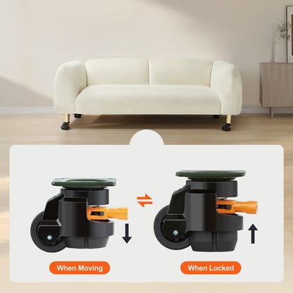 Adjustable Heavy Duty Leveling Casters – Set of 4 360° Swivel Wheels for Tables, Furniture & Carts Supporting Up to 1100 lbs