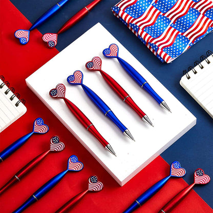 28pcs Flag Pens Independence Day Gift Patriotic Retractable 1.0mm Black Ink Ballpoint Pens