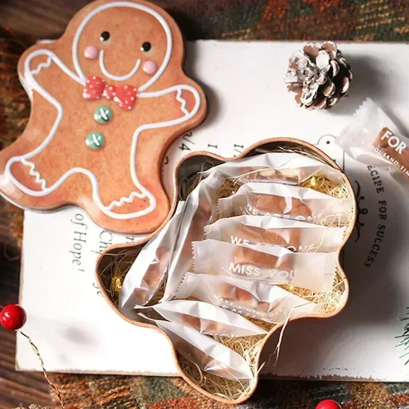 Christmas Gingerbread Iron Candy Boxes – Festive Holiday Storage Tins for Sweets, Gifts & Home Décor, Perfect for Xmas Parties, New Year & Navidad