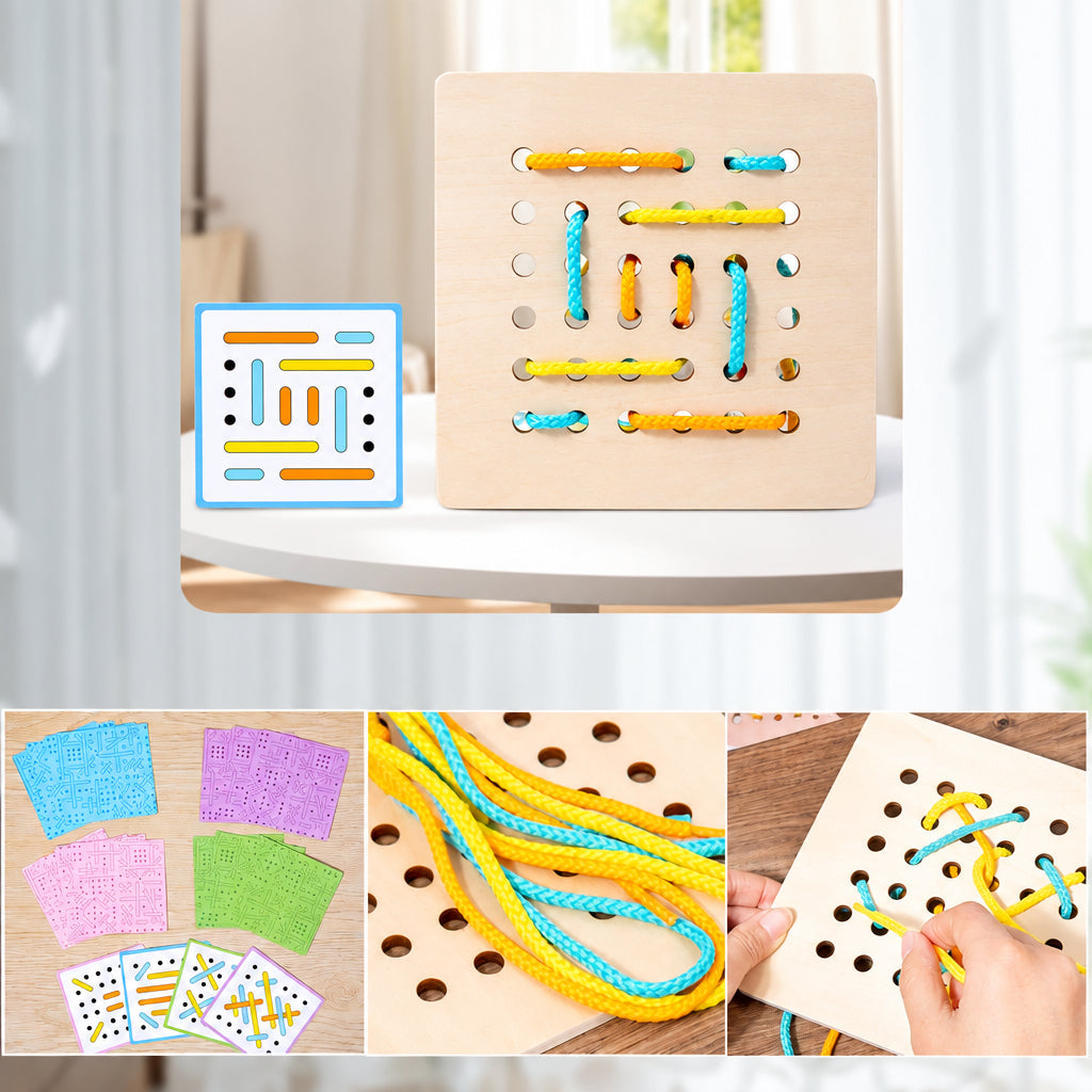 Double Battle Rope Threading Game – Pattern-Matching Educational Toy for Kids with Hand-Eye Coordination, Fine Motor Practice and Competitive Play