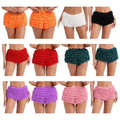 Sexy Tiered Ruffle Knickers 2000s Women Low Waist Pumpkin Panties – Fairy Lace Safety Shorts Victorian Bloomers for Y2K Clubwear & Lingerie Fashion