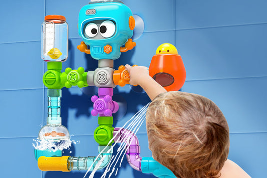 Baby Bath Toy Set with Strong Suction Cup - Spinner and Water Sprayer Game for Toddlers, Fun Educational Bath Toys for Kids Shower and Pool Play