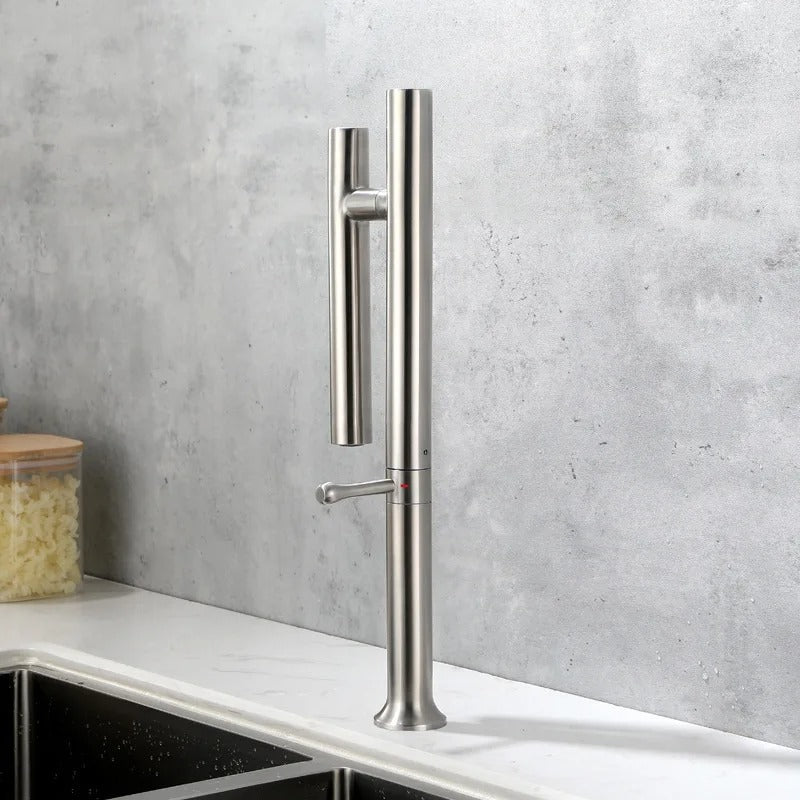 Stainless Steel Kitchen Faucet – Folding 360° Rotating Hot and Cold Mixer Tap with Ceramic Valve for Modern Sink Upgrades