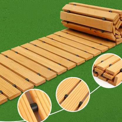 Roll-Out Wooden Garden Pathway – 8FT Weather-Resistant Non-Slip Decorative Walkway for Yards, Patios, Gardens and Easy Outdoor Landscape Upgrades