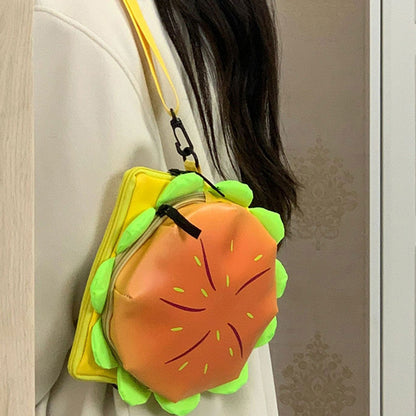 Cartoon Hamburger Backpack – Large-Capacity Cheeseburger Daypack with Shoulder Strap, Fashionable Travel Messenger Bag for School, Work & Outdoor Adventures