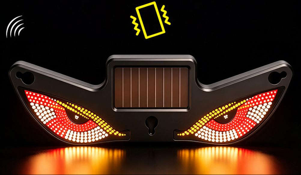 Wireless Car LED Demon Eye Light – Solar-Powered Triangle Ambient Window Lamp with Neon Glow for Automotive Interior and Exterior Decoration