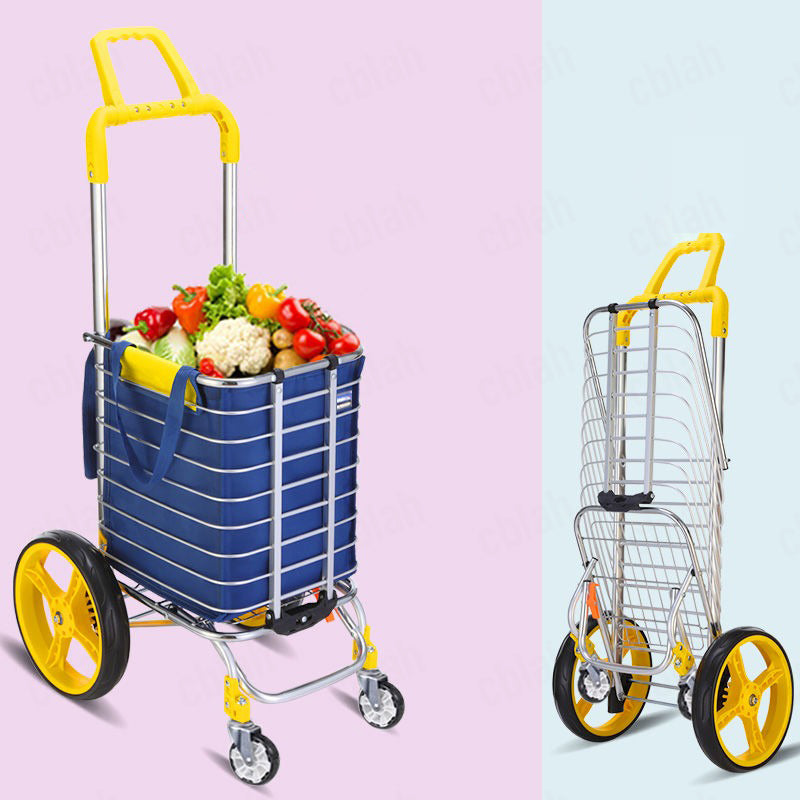 Foldable Shopping Cart – 35L Heavy Duty Aluminum Grocery Wagon with 45kg Capacity, Oxford Bag and Stair-Climbing Wheels
