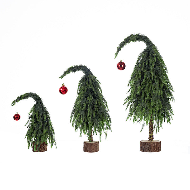 Nordic Twisted-Neck Christmas Tree – 40cm/60cm Tabletop Holiday Decoration for Home, Festive Mini Tree Ornament for Christmas & New Year Displays