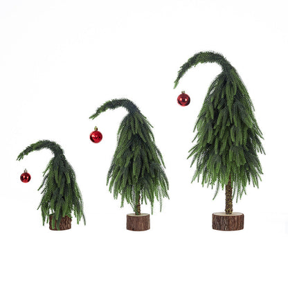 Nordic Twisted-Neck Christmas Tree – 40cm/60cm Tabletop Holiday Decoration for Home, Festive Mini Tree Ornament for Christmas & New Year Displays