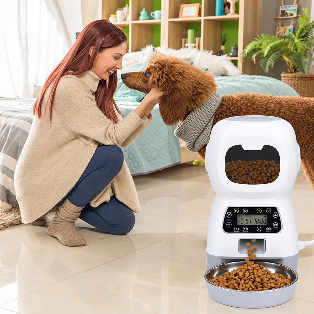 Automatic Robot Pet Feeder – 3.5L Smart Food Dispenser for Cats and Dogs with Convenient Scheduled Feeding and Large-Capacity Meal Storage