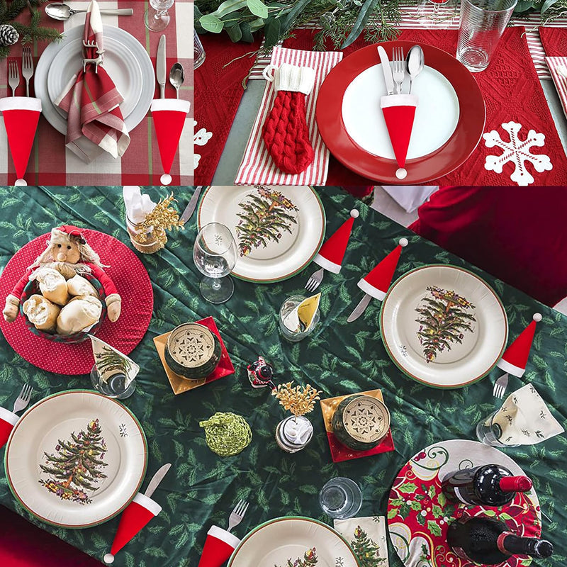 Christmas Tableware Cutlery Bag Set – 1–30PCS Santa Hat Knife & Fork Holders for Holiday Dinner Decor, Festive Table Settings, and Party Ornaments