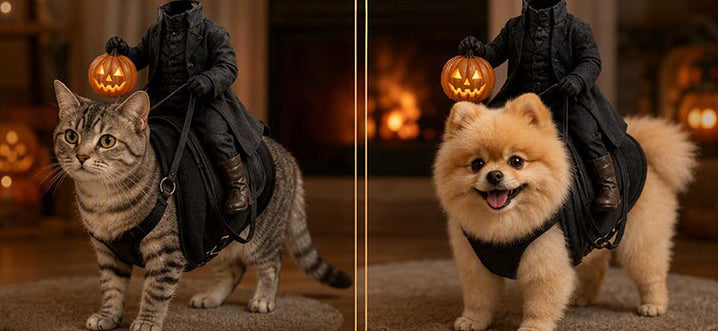 Headless Knight Pet Costume – 3D Pumpkin Lantern Halloween Outfit for Cats and Dogs, Funny Party Vest and Spooky Photo Accessory