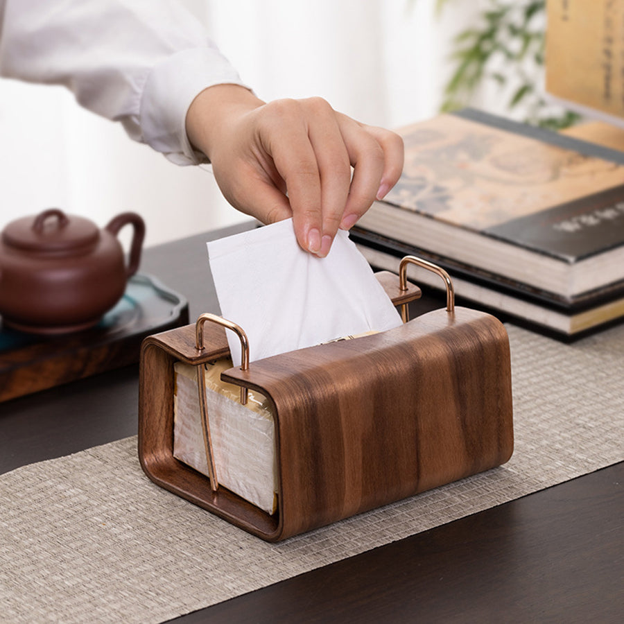 Retro Wooden Tissue Box – Nordic Desktop Paper Towel Holder for Living Rooms, Bedrooms, Offices and Stylish Home Organization
