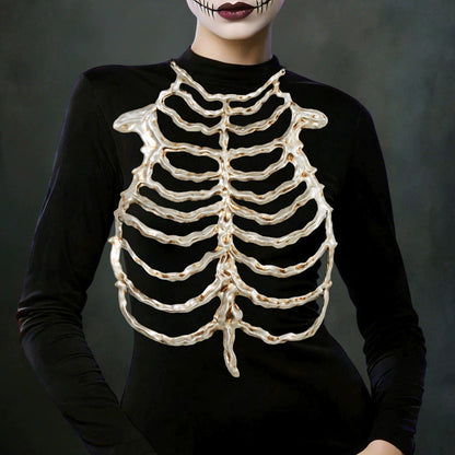Halloween Skeleton Chest Prop – Hollow Skull and Breastbone Frame Costume Accessory for Cosplay, Haunted Parties, Performances and Spooky Holiday Decor