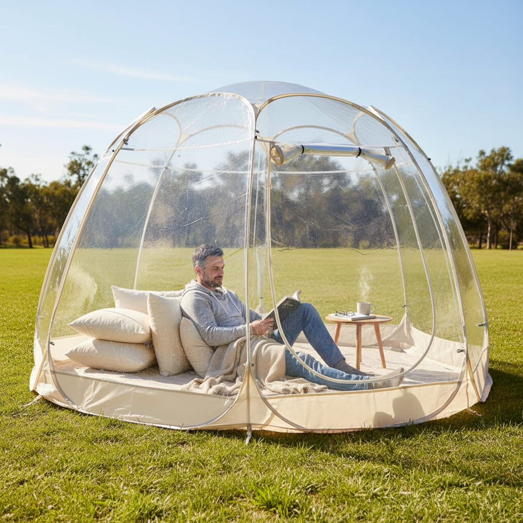 Large Pop-Up Bubble Tent – Weatherproof Outdoor Igloo Screen House for Camping, Patios and Gardens with Oversized Space and Cold-Weather Protection