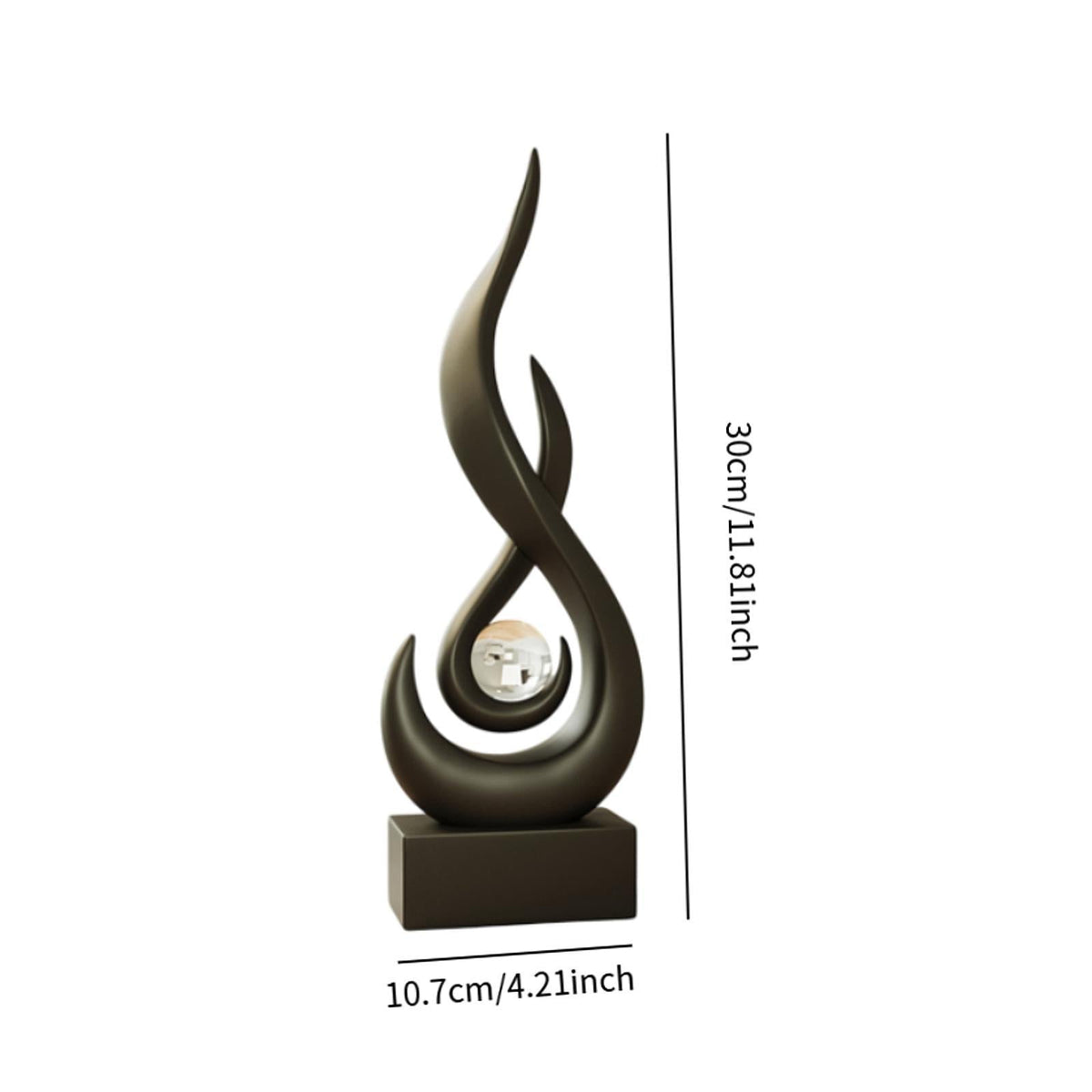 Modern Abstract Fire Resin Statue - Artistic Desk Ornament for Stylish Home Interiors, Study, or Office Decorative Placement