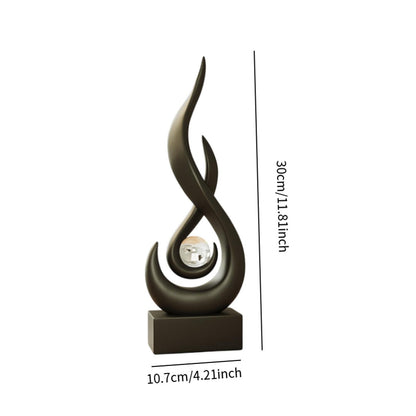 Modern Abstract Fire Resin Statue - Artistic Desk Ornament for Stylish Home Interiors, Study, or Office Decorative Placement