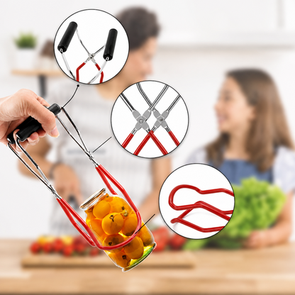 Stainless Steel Canning Jar Lifter – Grip Handle Tongs for Safely Handling Hot Mason Jars, Glass Containers and Home Preserving Projects