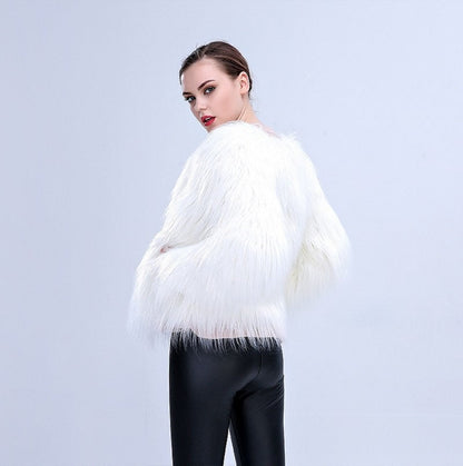 Women’s Faux Fur LED Cosplay Coat – Light-Up Multicolor Valentine Hoodie Vest, Warm Party Jacket for Festivals, Dance Events & Night Shows
