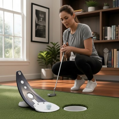Portable Golf Putter Alignment Tool – Foldable Indoor and Outdoor Practice Holder with Triple Aim Points for Stable, Accurate Putting Training