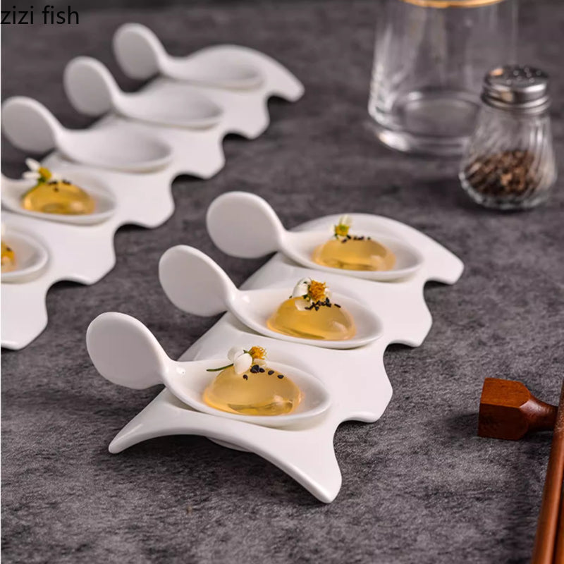 Ceramic Sushi Serving Plate – Elegant Caviar, Sashimi and Dim Sum Dish for Desserts, Snacks, Fruit, Seasonings and Stylish Dining