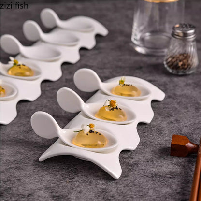 Ceramic Sushi Serving Plate – Elegant Caviar, Sashimi and Dim Sum Dish for Desserts, Snacks, Fruit, Seasonings and Stylish Dining
