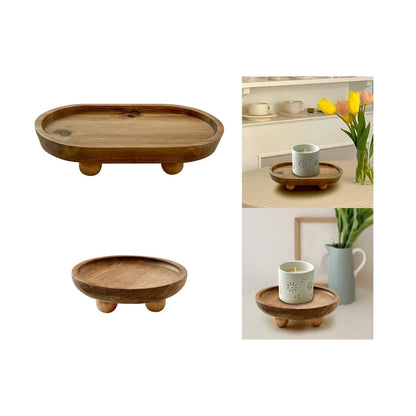 Mini Wooden Pedestal Stand – Rustic Table Riser Organizer for Countertop Displays, Home Decor, Candles, Plants & Kitchen Accessories