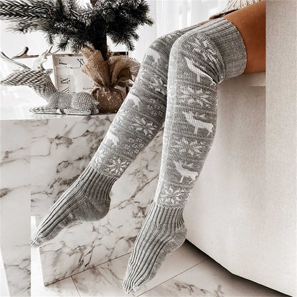 Women’s Christmas Knit Over-Knee Socks – Warm Cotton Winter Stockings, Trendy 2025 Holiday Accessories for Festive Outfits, Lounge Wear, and Seasonal Fashion