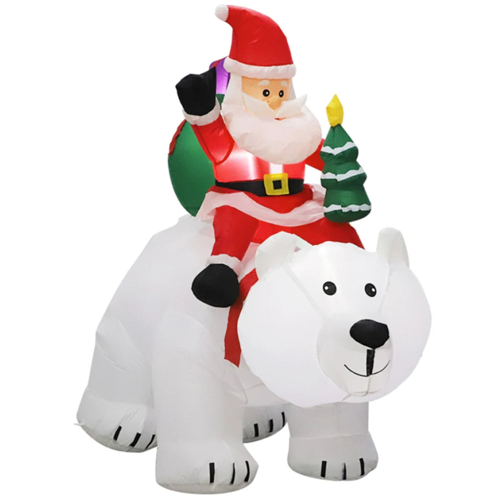 Inflatable Santa Riding Polar Bear – 2.1M Tall Christmas Outdoor Blow-Up Decoration with LED Lighting for Gardens, Yards, and Holiday Displays