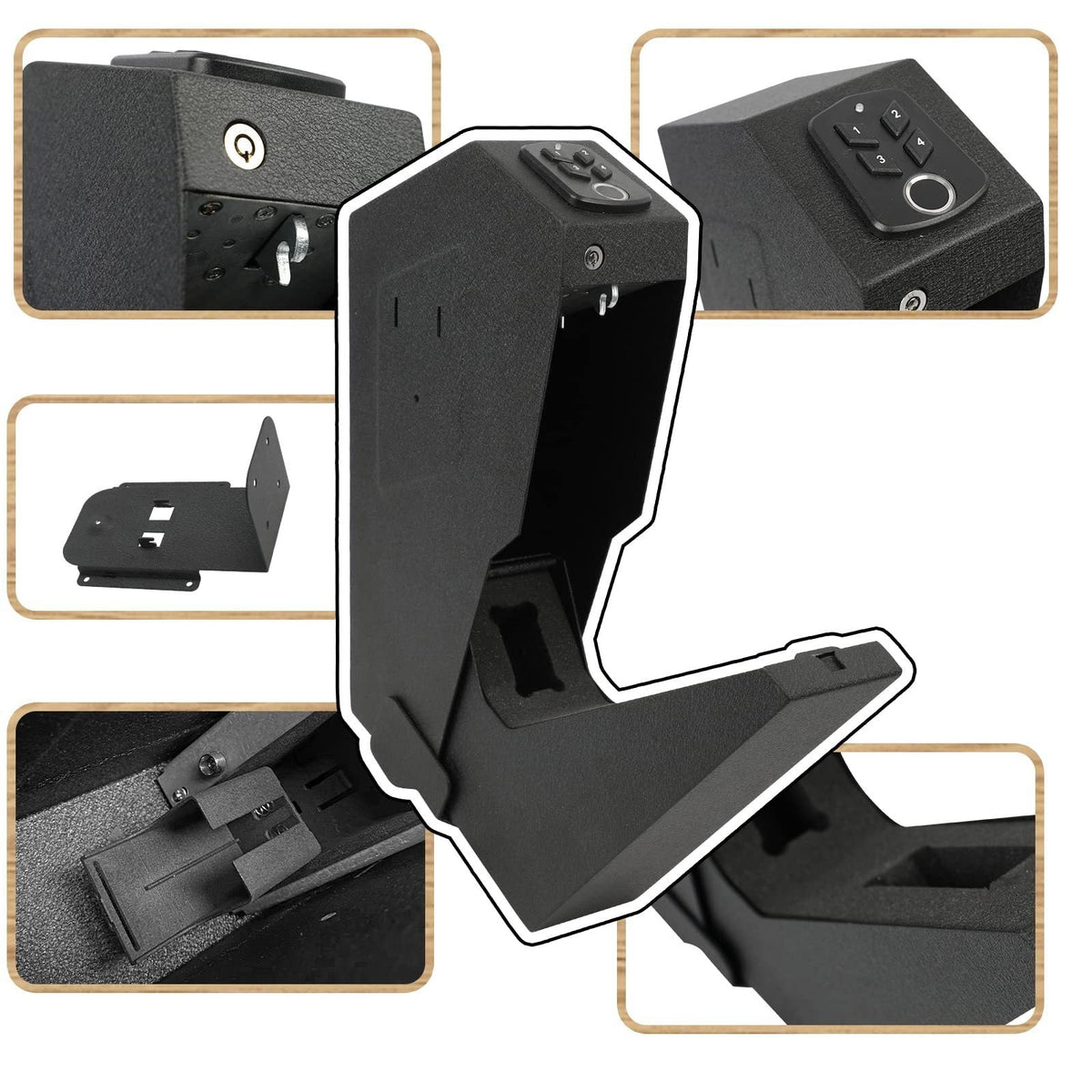 Fingerprint Gun Safe Box – 3-in-1 Anti-Theft Pistol Lock Box with Password, Key Access & Portable Security Protection