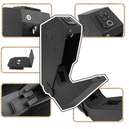 Fingerprint Gun Safe Box – 3-in-1 Anti-Theft Pistol Lock Box with Password, Key Access & Portable Security Protection