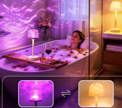 Rechargeable Waterproof Shower Light – Ocean Wave Bathroom Projector with 16 Colors for Relaxing Baths, Showers and Spa-Like Ambient Lighting