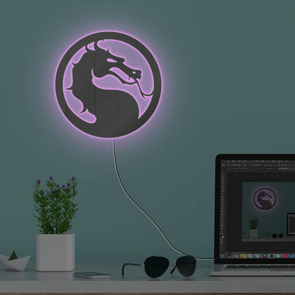Evil Dragon Neon Sign – LED Gamer Wall Light with Fighting-Game Style for Game Rooms, Bedrooms and Gaming Setups with Dark Glow