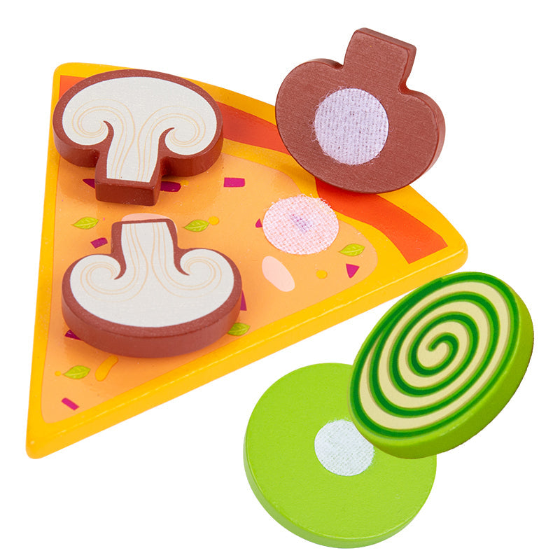 Wooden Donut Pizza Cookie Puzzle Set – Pretend Food Educational Toy for Kids with Matching, Sorting and Creative Kitchen Roleplay Fun