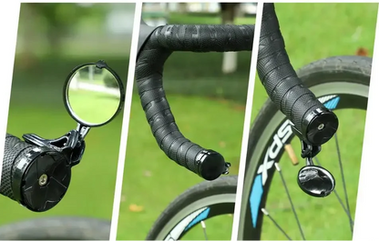 Wide Angle Bicycle Handlebar Mirror – 360 Degree Rotating Rear View Mirror for Road Bikes, Scooters and Safe Cycling