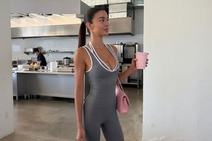 Sporty Two Piece Tracksuit Set – Halter V-Neck Tank Top with Stretch Crop Top for Casual Fitness, Travel and Everyday Comfort