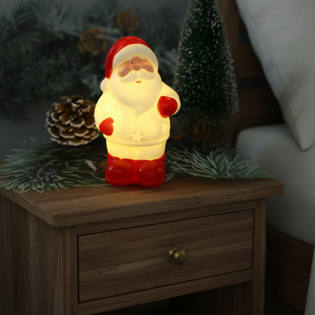 LED Santa & Snowman Christmas Night Light – Cute Children’s Bedside Lamp for Holiday Decor, Festive Bedroom Ambience & Xmas Gifts