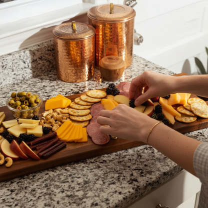 Extra-Long Wooden Serving Board – Durable Handled Charcuterie and Cutting Platter for Cheese, Appetizers, Parties, Entertaining and Stylish Kitchen Display