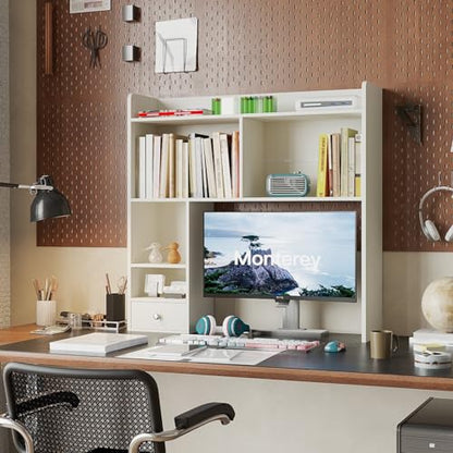 Desktop Shelf Organizer – 5-Tier Wood Desk Hutch and Display Rack for Books, Computer Accessories, Office Supplies and Home Workspace Storage