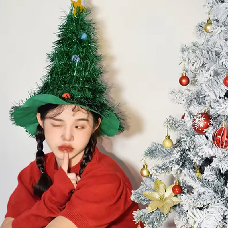 LED Light-Up Christmas Tree Ribbon Hat – Cute Luminous Santa Hat for Holiday Parties, Dress-Up Events, Christmas Photos & Festive Gifts