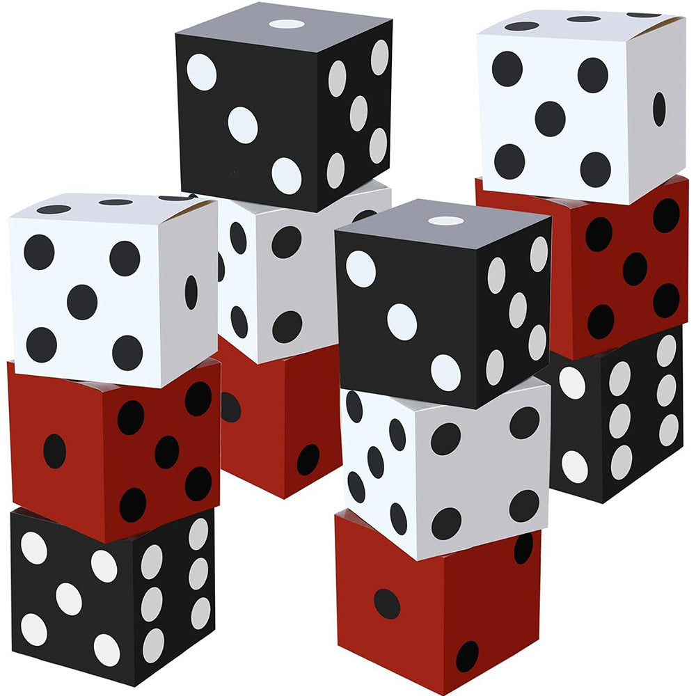 Light-Up Dice Favor Boxes- 6pcs Large Balloon Boxes for Game Night, Birthday Parties, or Retro Casino-Themed Events
