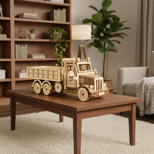 Wooden Vehicle Puzzle Set - 3D DIY Truck Sports Car Model Kit with Movable Parts, Educational Toy Gift for Kids and Adults