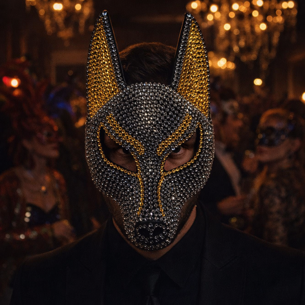 Luxury Rhinestone Wolf Mask – Sparkling Animal Half-Face Masquerade Accessory for Halloween, Costume Balls, Festivals and Dramatic Party Looks