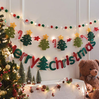 LED Christmas DIY Hanging Banner Lights – Handmade String Flag with Holiday Pendants for Home Backgrounds, Parties & Merry Xmas Décor