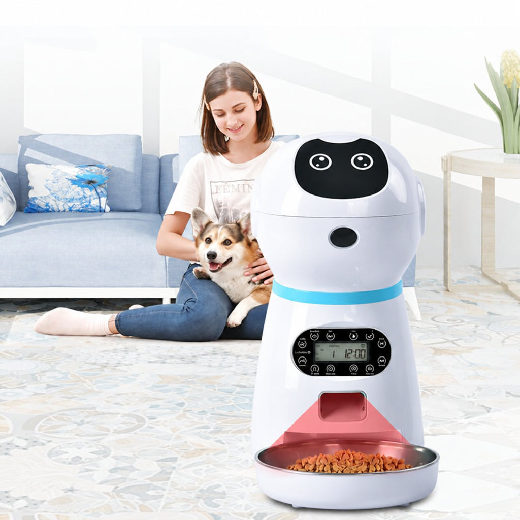 Automatic Robot Pet Feeder – 3.5L Smart Food Dispenser for Cats and Dogs with Convenient Scheduled Feeding and Large-Capacity Meal Storage