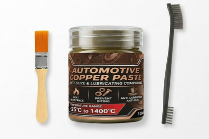 High-Temp Copper Grease 1400°C – Anti-Seize Lubricant for Car Brakes, Exhausts, Spark Plugs and Bolts with Convenient Applicator Brushes