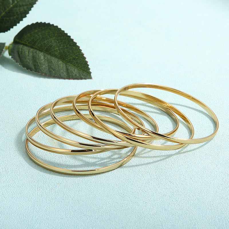 Stainless Steel Bangles for Women - 7pcs Multi-Color French Light Luxury Jewelry Set for Wedding, Gifts or Everyday Elegance