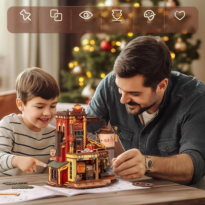 Christmas Dream Gift Factory Puzzle Music Box – 3D Wooden Puzzle Kit, Perfect Holiday Gift for Kids, Adults & Collectors
