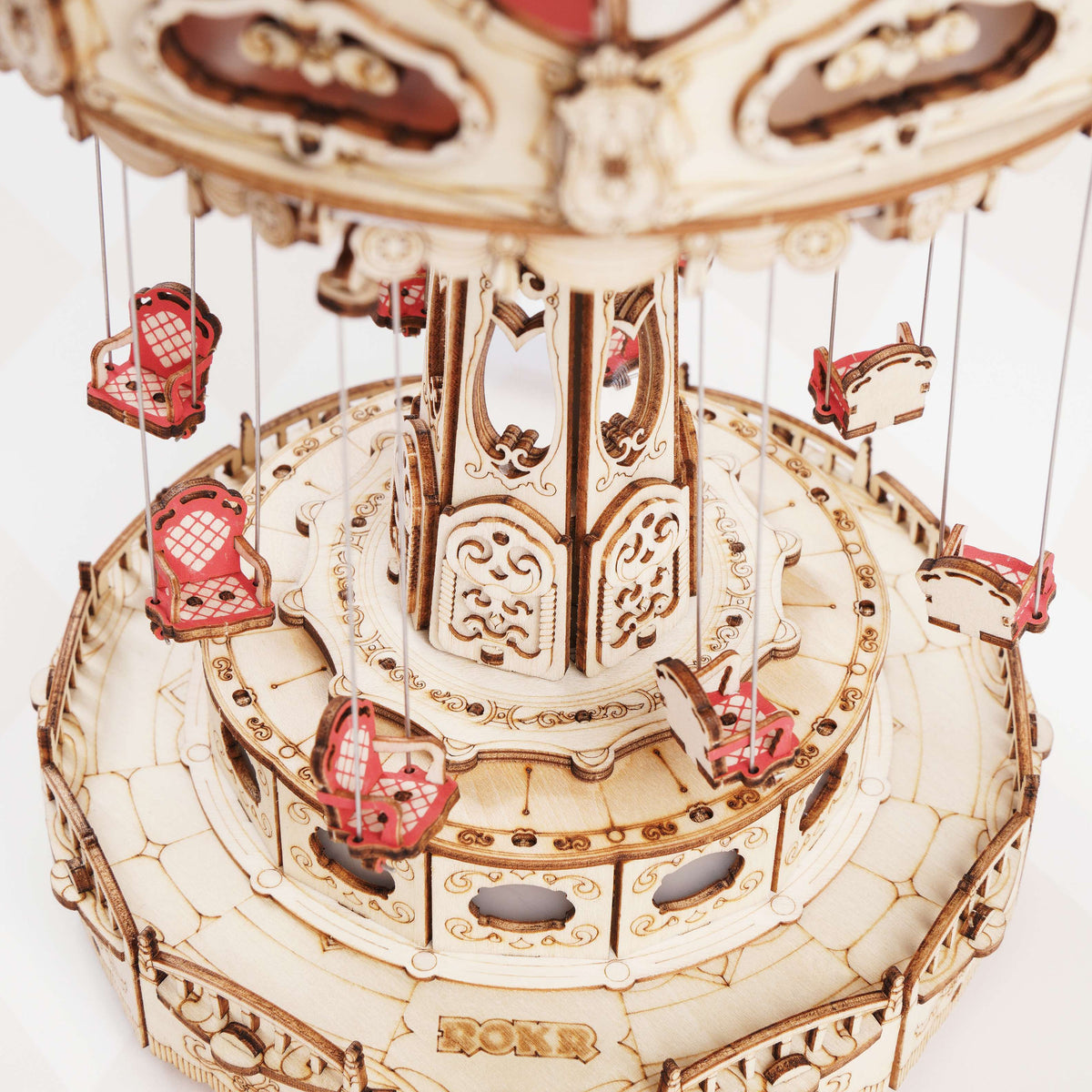 DIY Wooden Puzzle Music Box – Magical Amusement Park Christmas Gift Toy with Swing Model & Easy-Assemble Kids Craft Kit